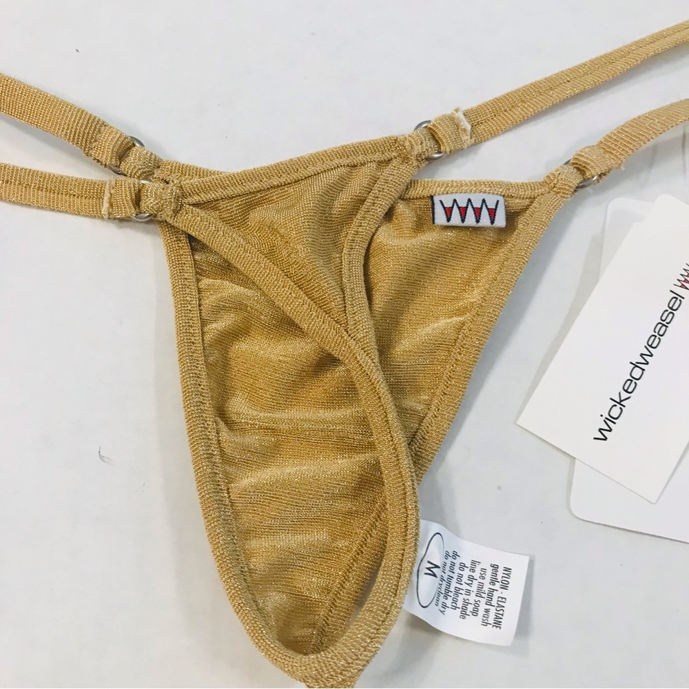 RARE & NEW Discontinued Wicked Weasel Gold Lurex Bikini Set - Picture 5 of 7